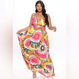 Fashion Nova Dipped in water color Maxi Dress